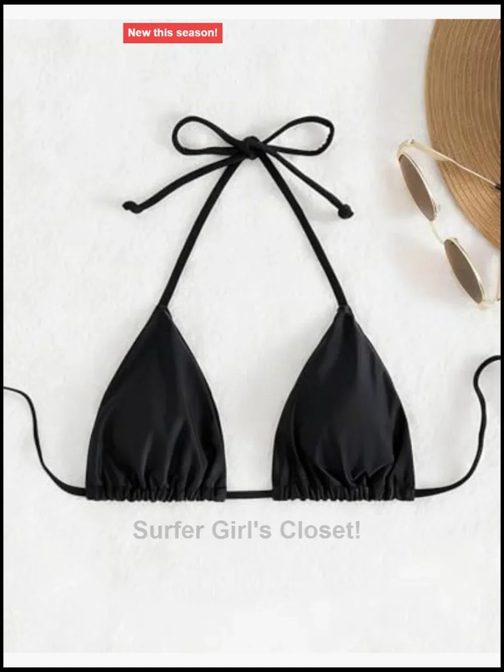 Triangle Bikini Top Halter Padded Push Up String Swimsuit Top